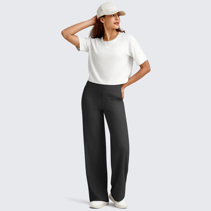 Loose High-Waist Business Casual Pants Yoga Pants Women Wide Leg Pants with Pockets Comfortable Athletic Sweatpants