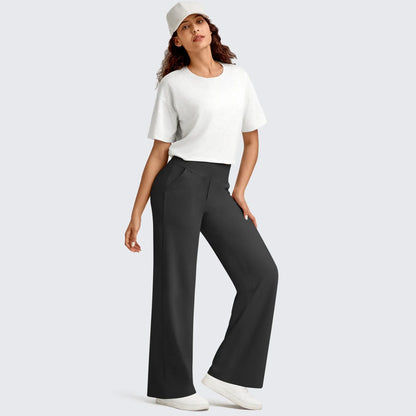 Loose High-Waist Business Casual Pants Yoga Pants Women Wide Leg Pants with Pockets Comfortable Athletic Sweatpants