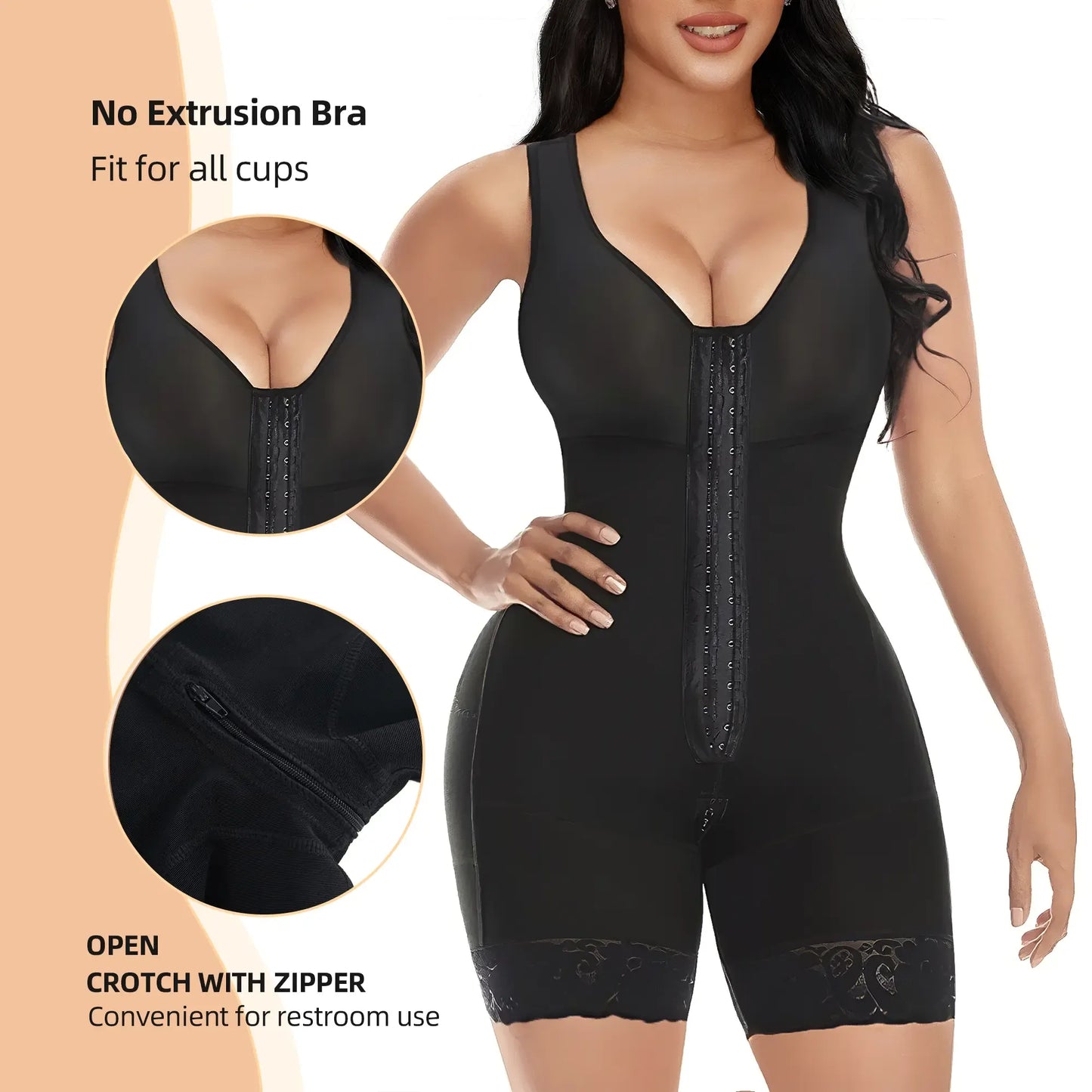Fajas Colombianas Shapewear for Women Tummy Control Full Shapewear Butt Lifter with Hooks Closure