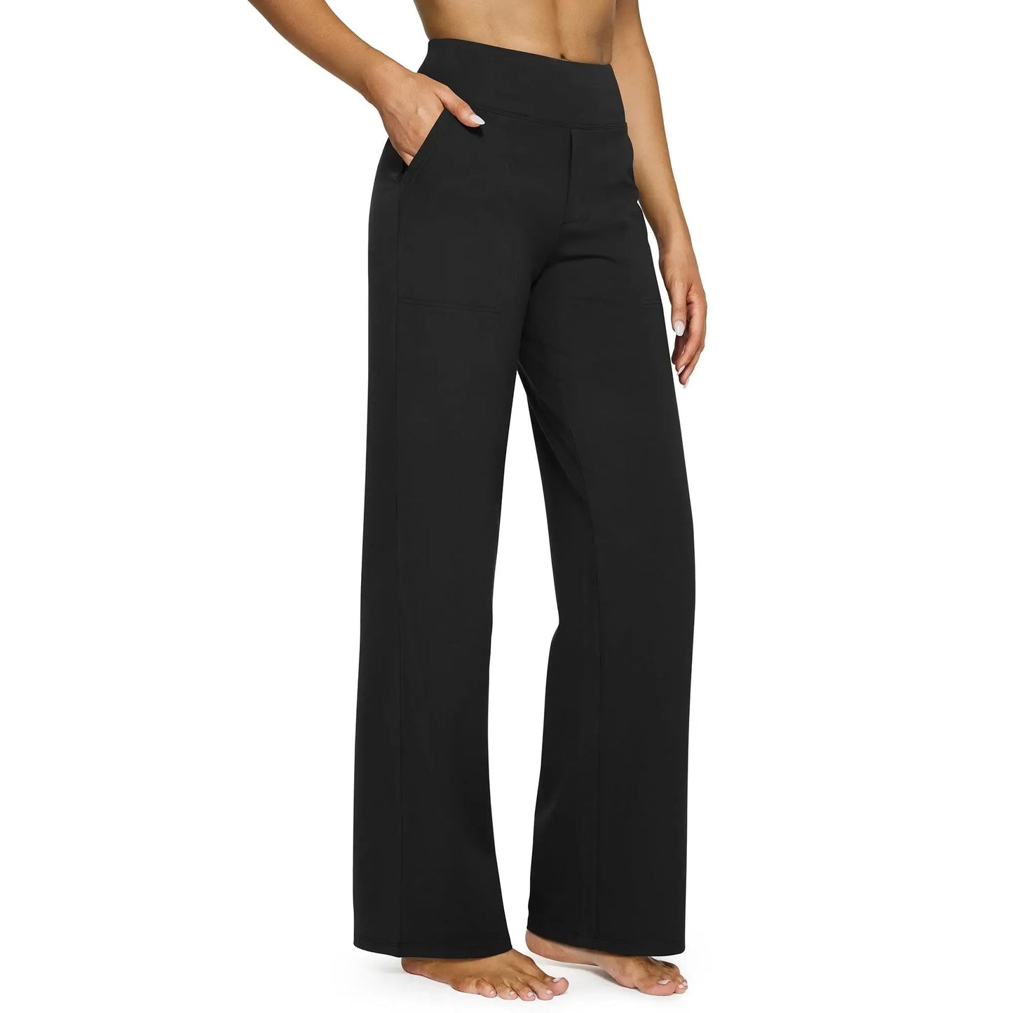 Loose High-Waist Business Casual Pants Yoga Pants Women Wide Leg Pants with Pockets Comfortable Athletic Sweatpants