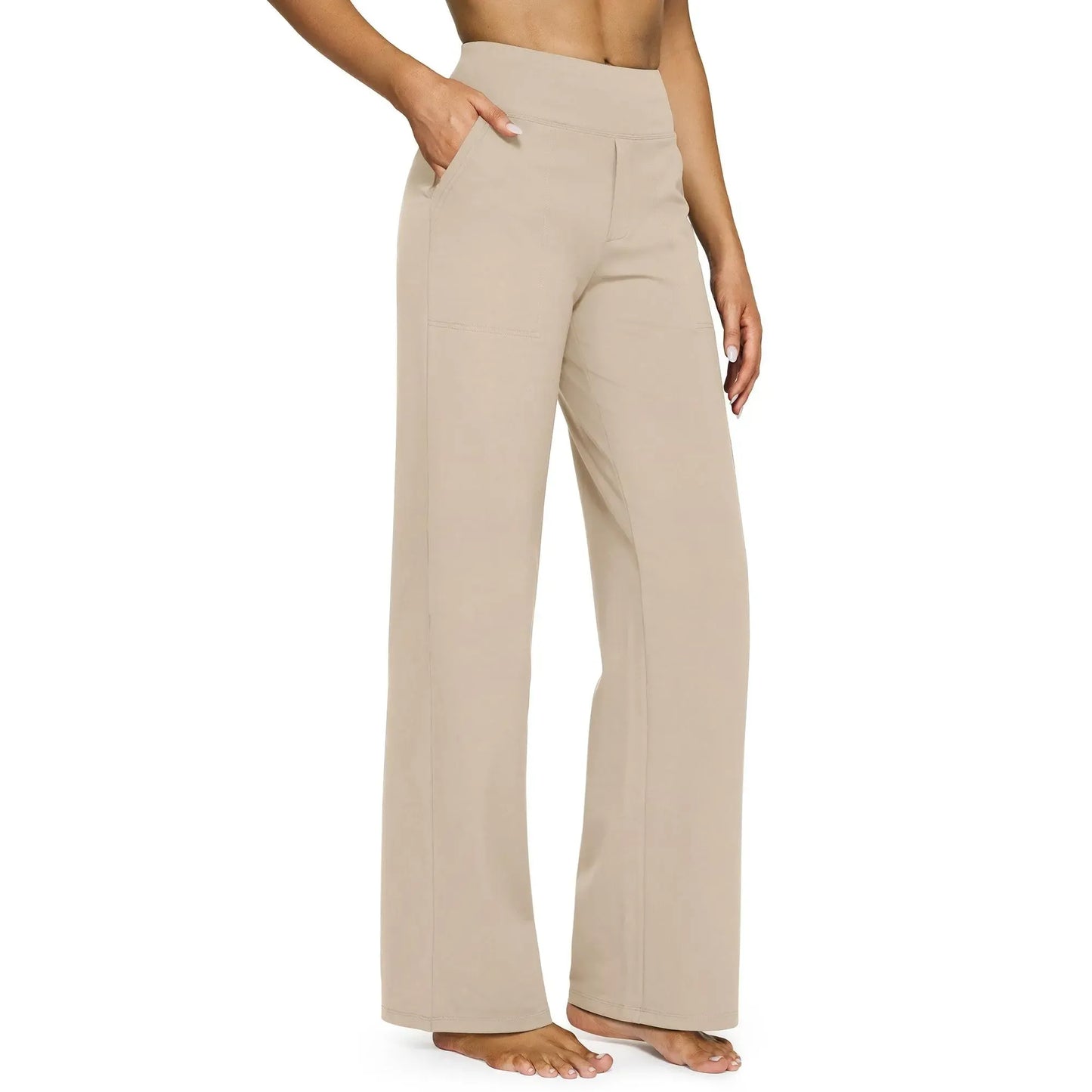 Loose High-Waist Business Casual Pants Yoga Pants Women Wide Leg Pants with Pockets Comfortable Athletic Sweatpants