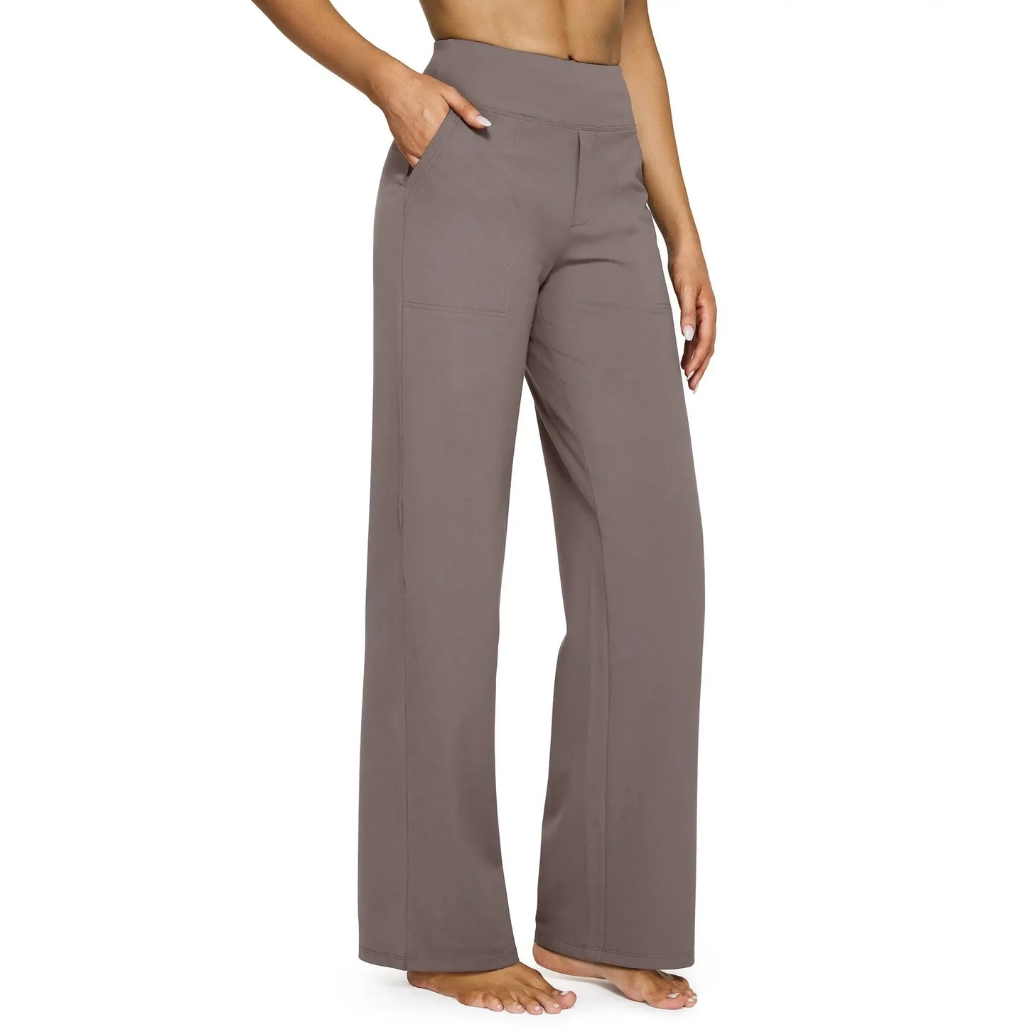 Loose High-Waist Business Casual Pants Yoga Pants Women Wide Leg Pants with Pockets Comfortable Athletic Sweatpants