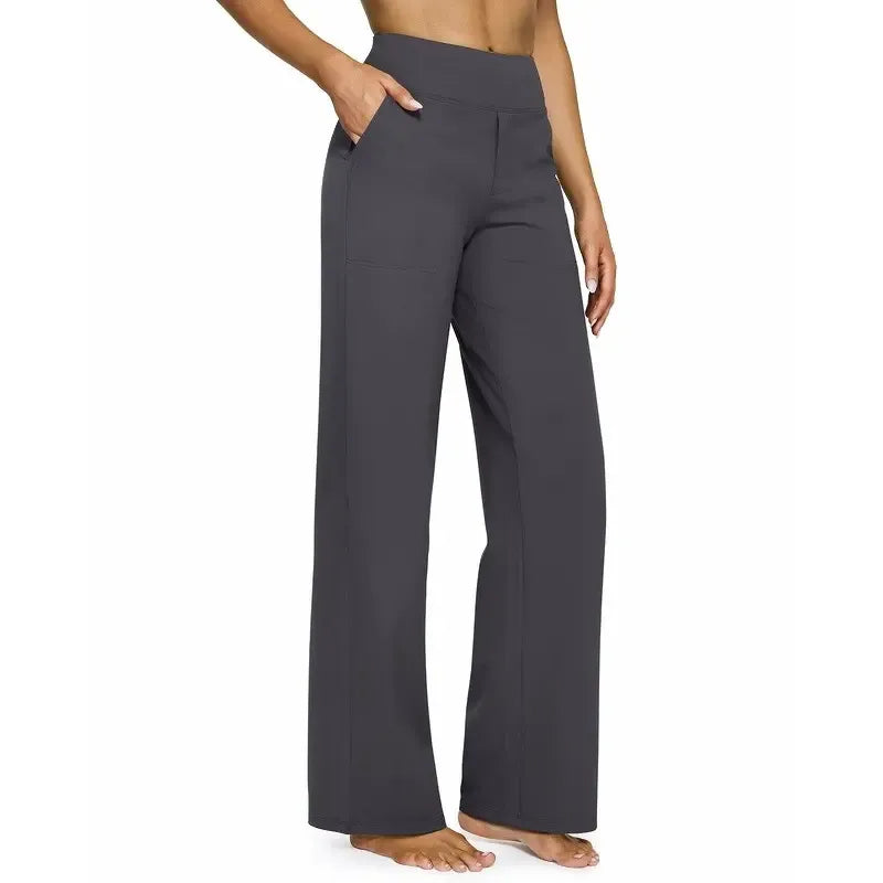 Loose High-Waist Business Casual Pants Yoga Pants Women Wide Leg Pants with Pockets Comfortable Athletic Sweatpants