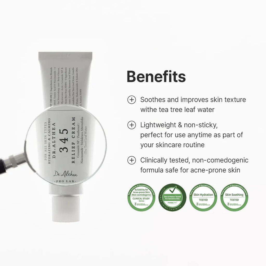 [Dr.Althea] 345 Relief Cream - Daily Face Moisturizer, Blemish Relief Care, Soothing Recovery, Vegan Korean Skincare