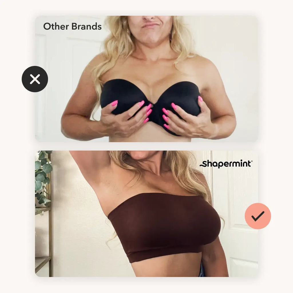 Shapermint Truekind Convertible Strapless Bandeau Bra with Wireless Comfort, Anti-Slip Grip & Removable Straps Fit Outfits