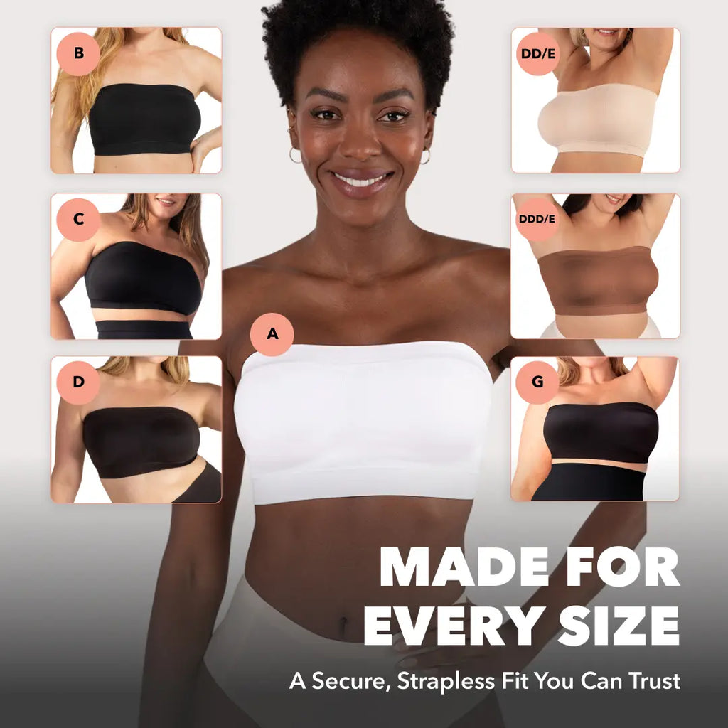 Shapermint Truekind Convertible Strapless Bandeau Bra with Wireless Comfort, Anti-Slip Grip & Removable Straps Fit Outfits
