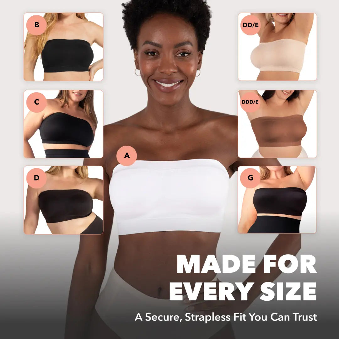 Shapermint Truekind Convertible Strapless Bandeau Bra with Wireless Comfort, Anti-Slip Grip & Removable Straps Fit Outfits