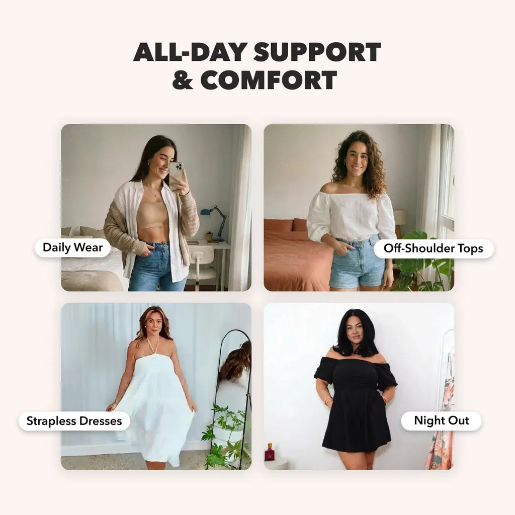 Shapermint Truekind Convertible Strapless Bandeau Bra with Wireless Comfort, Anti-Slip Grip & Removable Straps Fit Outfits
