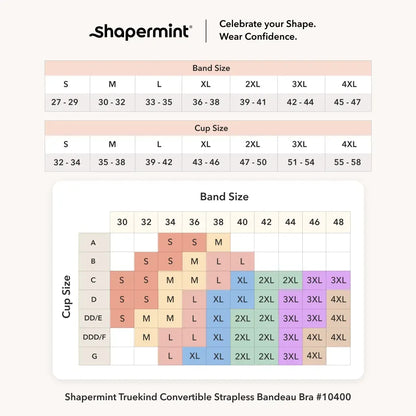 Shapermint Truekind Convertible Strapless Bandeau Bra with Wireless Comfort, Anti-Slip Grip & Removable Straps Fit Outfits