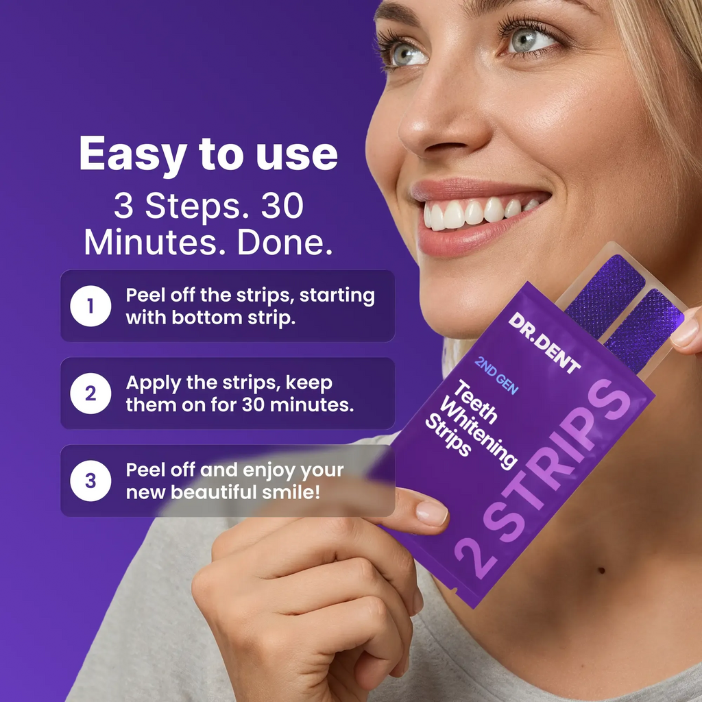 Purple Teeth Whitening Strips - 7/21 Whitening Sessions - Non Sensitive Teeth Whitening - Peroxide-Free