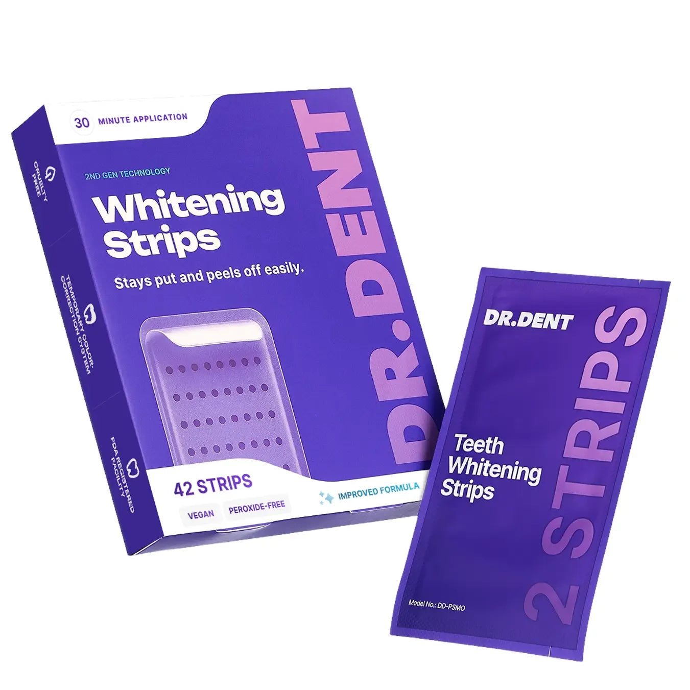 Purple Teeth Whitening Strips - 7/21 Whitening Sessions - Non Sensitive Teeth Whitening - Peroxide-Free