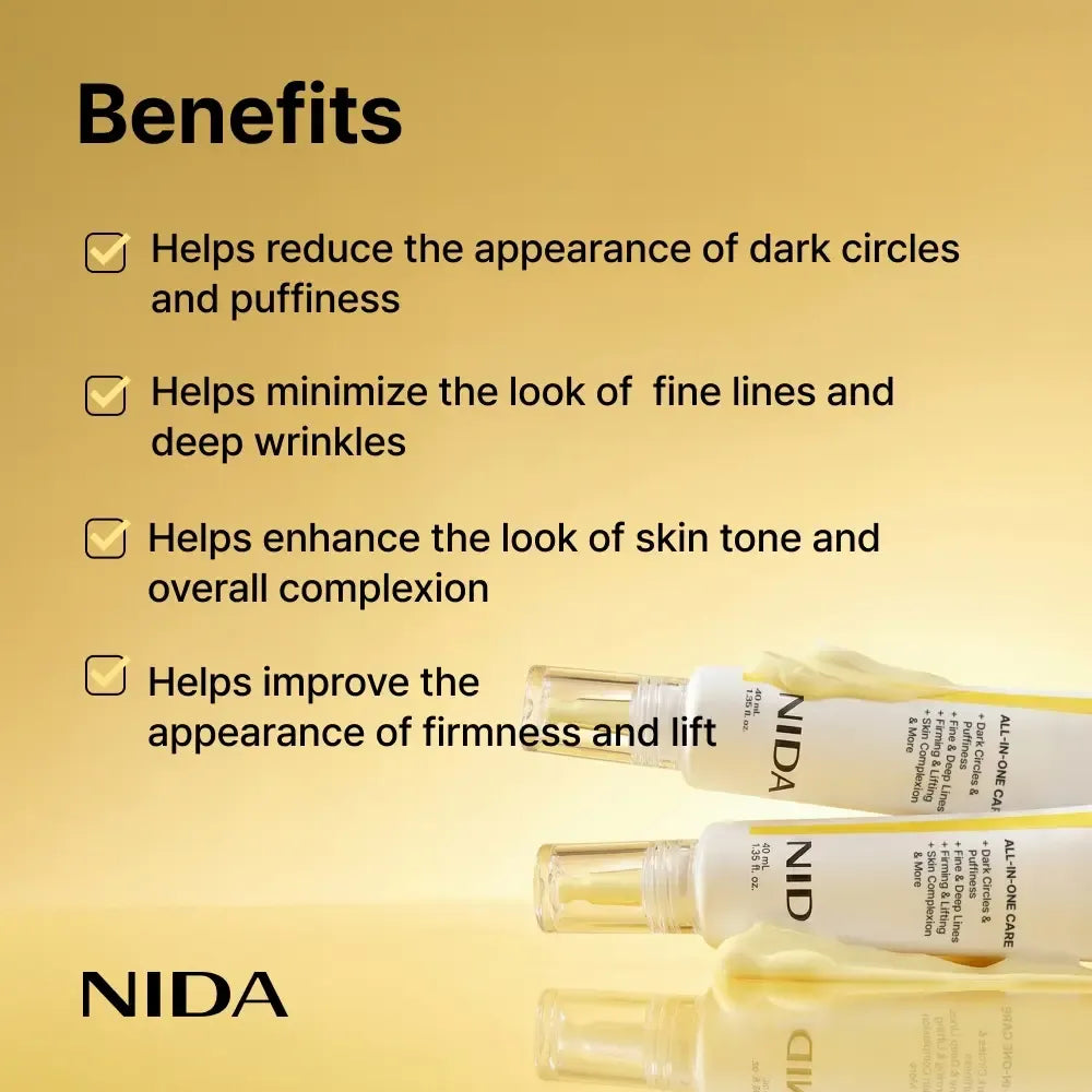 NIDA Revive Eye Cream For Face And Neck (40mL) / Probiotic Solution, Retinal, Peptide / Wrinkles, Fine Lines, Aging Skin