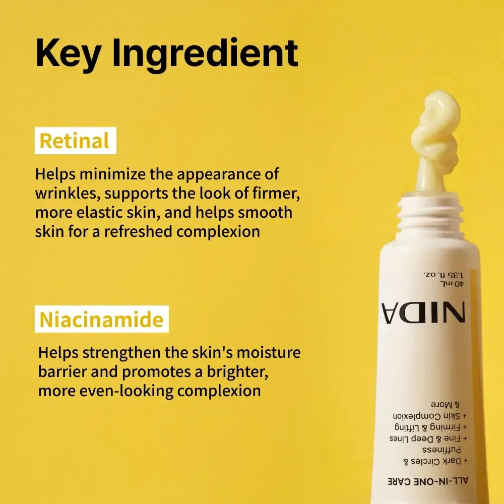NIDA Revive Eye Cream For Face And Neck (40mL) / Probiotic Solution, Retinal, Peptide / Wrinkles, Fine Lines, Aging Skin
