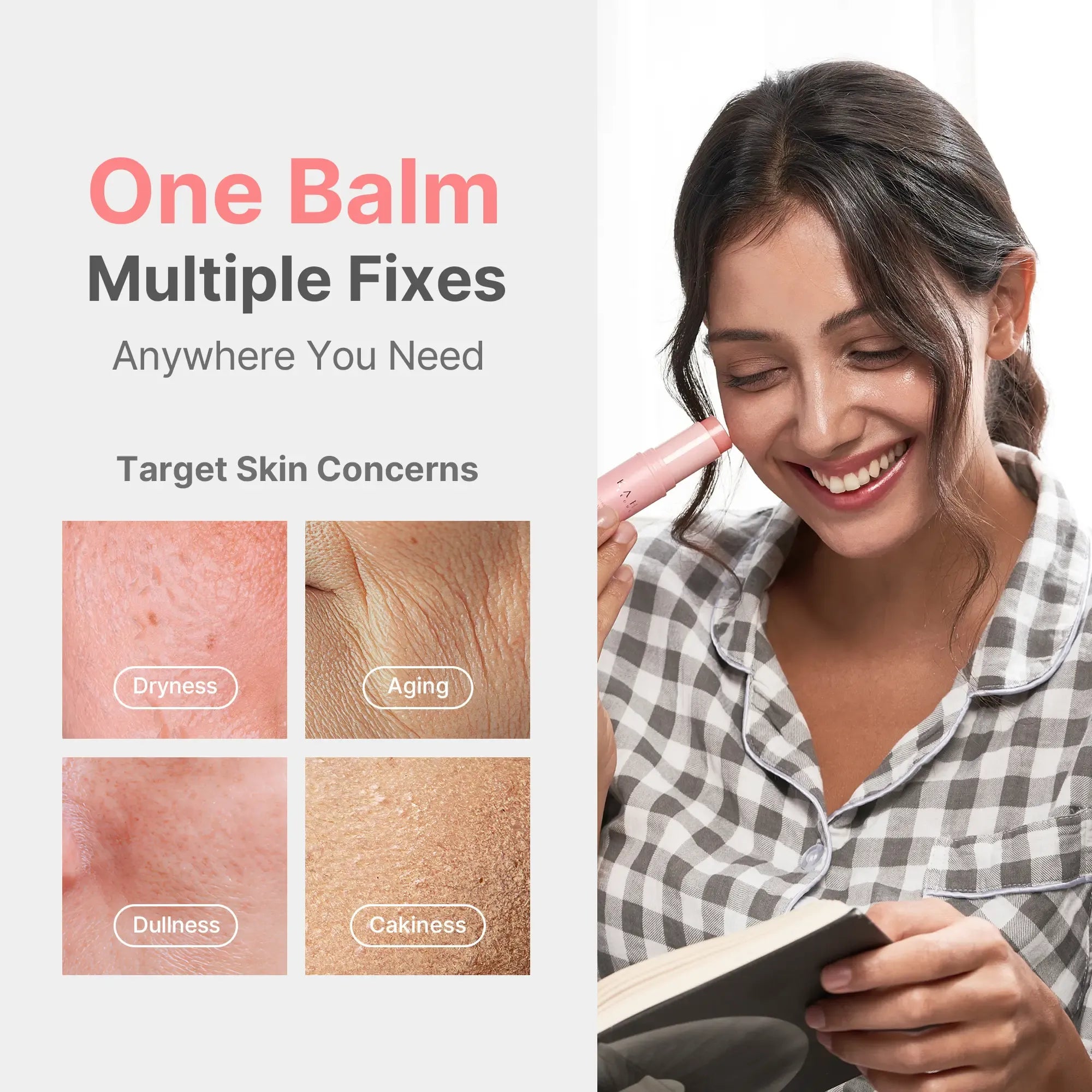 KAHI Wrinkle Bounce Multi Balm Stick - PDRN Collagen Wrinkle Stick & Hydrating Multi-Use Balm for Face Lips & Neck Anti-Aging Radiance Booster with Salmon Collagen Jeju Fermented Oil & PDRN Skin Repair Moisturizing Hydrate Nourishing