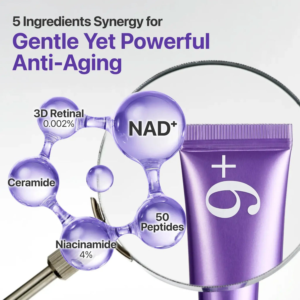 No.9 NAD+ Retinal Volumetox Eye Cream Duo Set | All-in-One  Anti-Aging Treatment for Wrinkles, Fine Lines, Dark Circles & Dark Spots | NAD+, Retinal, 50 Peptides, Niacinamide, Ceramides | Face to Body, Skin Longevity | 20 ml * 2EA