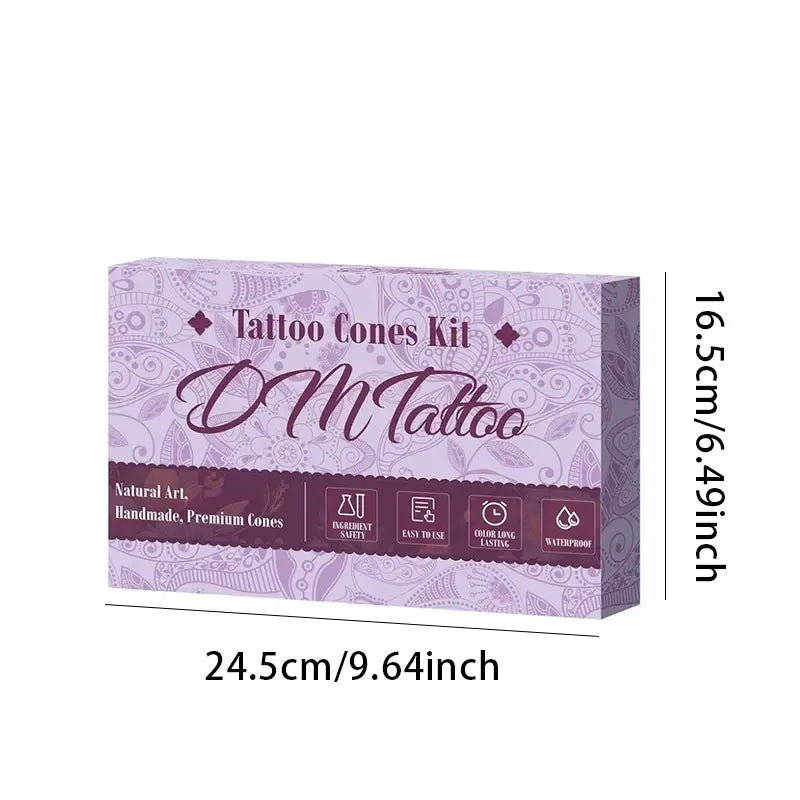 Henna Tattoo Kit 3/6 Colors, DIY Body Art Set with Stencils, Waterproof Temporary Ink, Natural Safe Formula for Party Festival Use