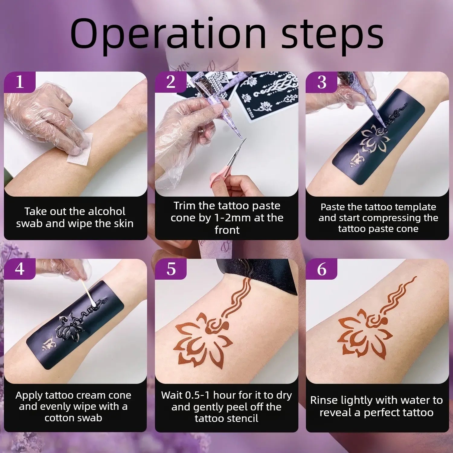 Henna Tattoo Kit 3/6 Colors, DIY Body Art Set with Stencils, Waterproof Temporary Ink, Natural Safe Formula for Party Festival Use