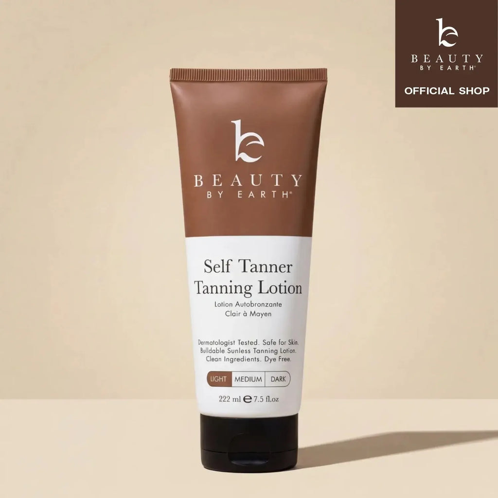 Beauty by Earth Self Tanner Body Lotion - Best Gradual Natural Bronzed Sunless Hydrating Streak Free Tanning Glow Made in USA, Vegan Cruelty Free Pregnancy Safe