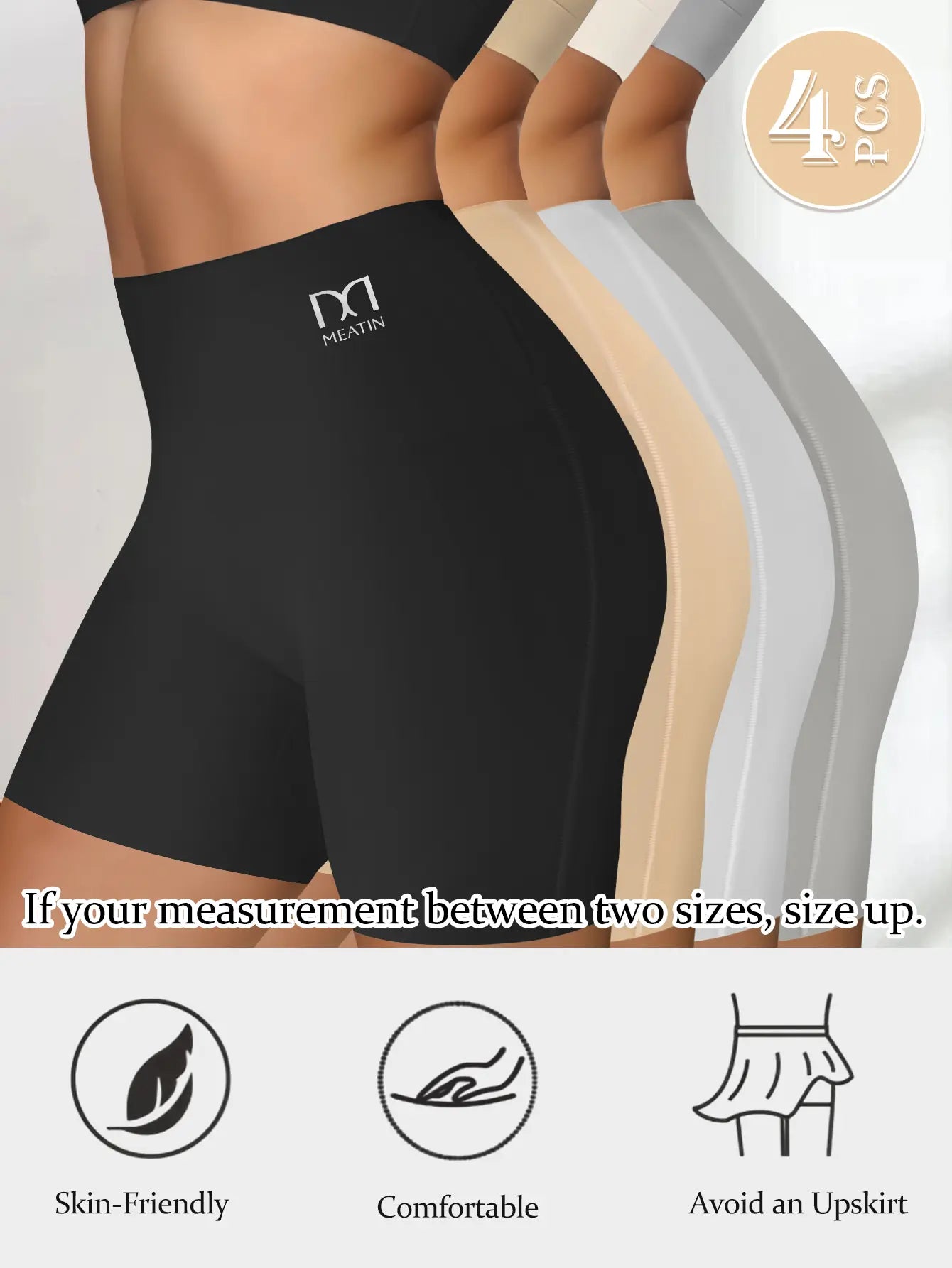 QUASTI 4PCS Women's Shapewear Shorts – Elegant Solid-Color Sculpting Design, Premium 77% Polyamide Fabric for Silky Comfort, Seamless Tummy Control Shorts for Confident Everyday Wear summerwins