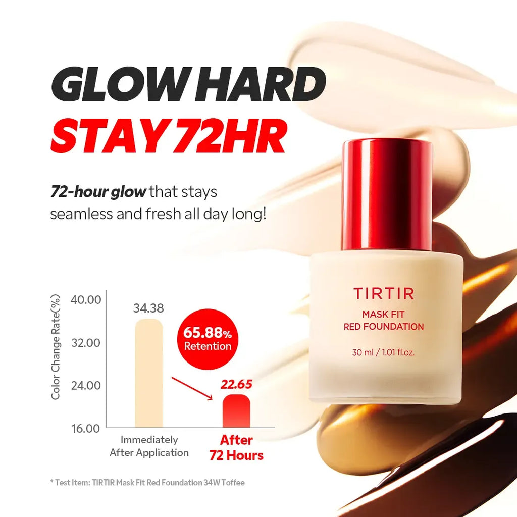 [TIRTIR Official] Mask Fit Red Foundation (1.01 fl.oz. / 30 ml) |  Makeup Cosmetic Concealer Hydrating Flawless Coverage