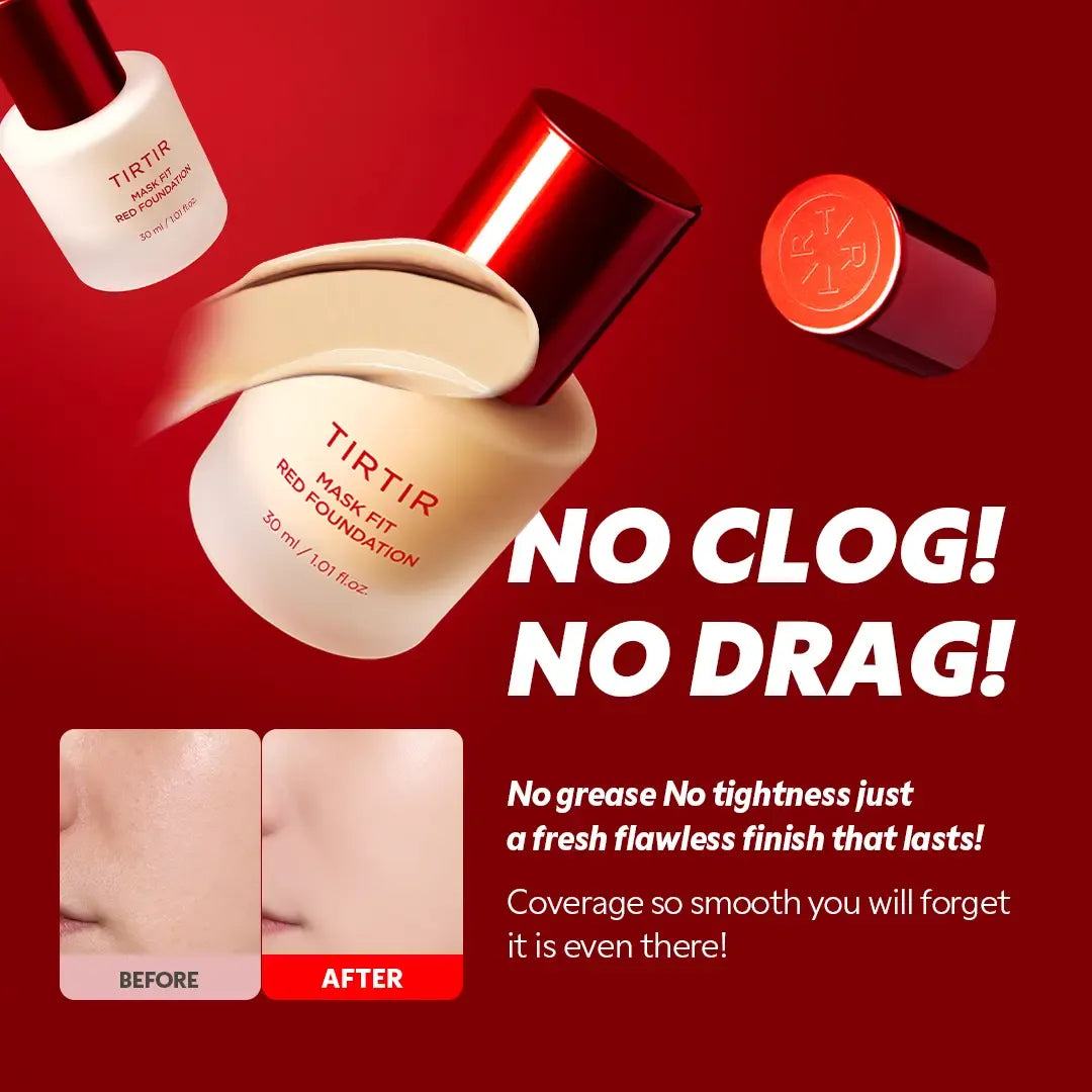 [TIRTIR Official] Mask Fit Red Foundation (1.01 fl.oz. / 30 ml) |  Makeup Cosmetic Concealer Hydrating Flawless Coverage