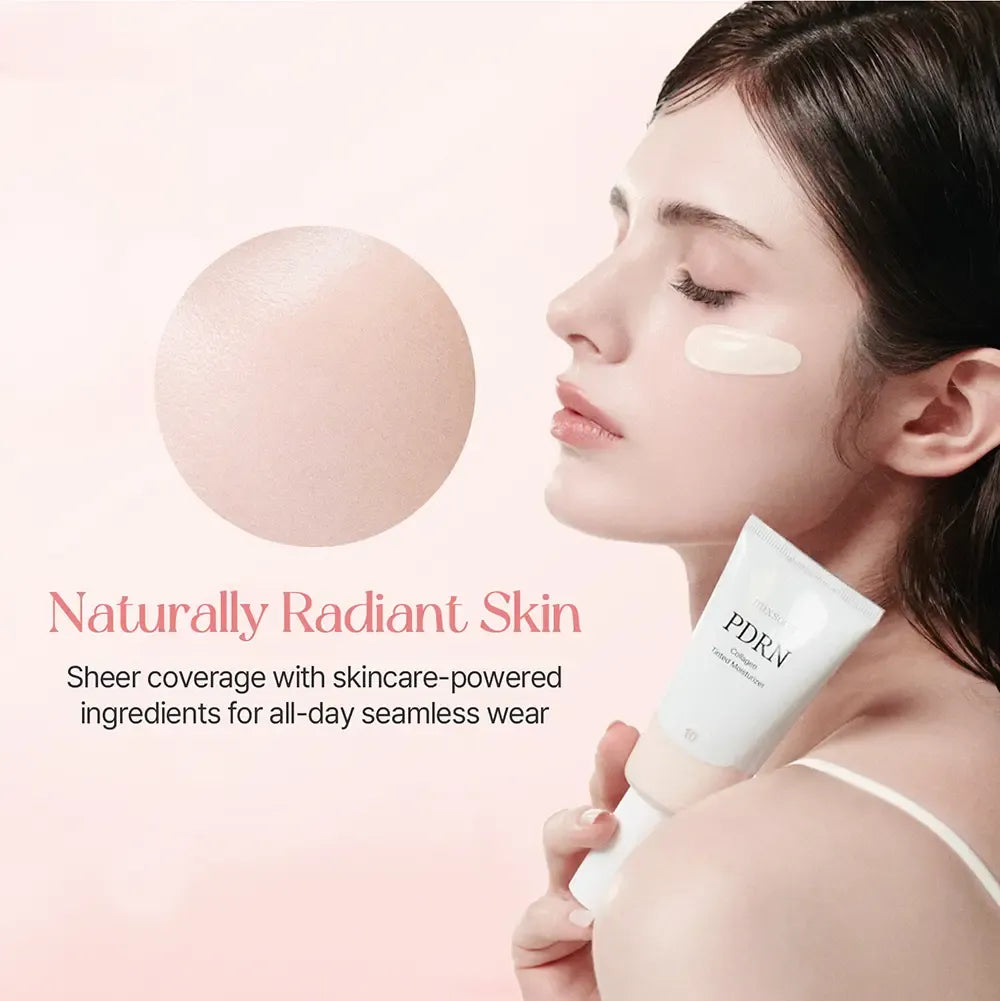 [mixsoon Official Shop] PDRN Collagen Tinted Moisturizer - Daily Radiant Cream with Peptides, Hydrating, Lightweight Cosmetic, 1.69 fl.oz/50ml, Long-Lasting Moisture