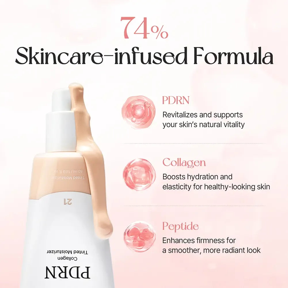 [mixsoon Official Shop] PDRN Collagen Tinted Moisturizer - Daily Radiant Cream with Peptides, Hydrating, Lightweight Cosmetic, 1.69 fl.oz/50ml, Long-Lasting Moisture