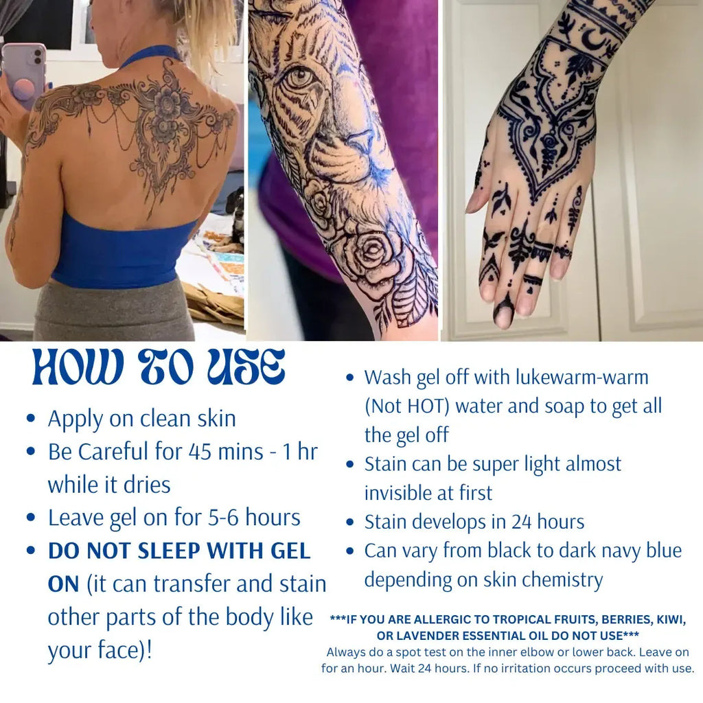 Jagua Gel Lavender Cones | Plant Based Temporary Tattoos | Black Stain Color