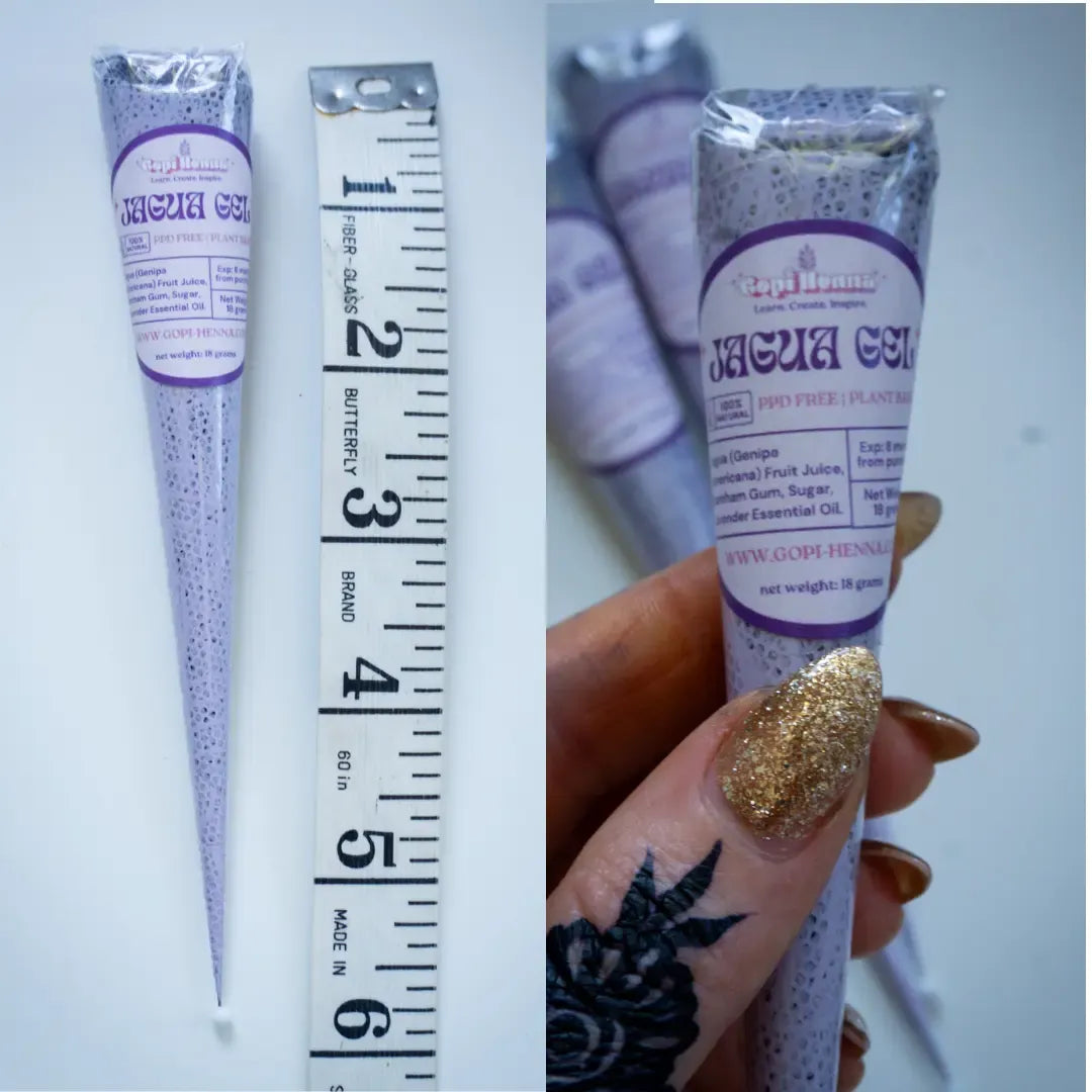 Jagua Gel Lavender Cones | Plant Based Temporary Tattoos | Black Stain Color