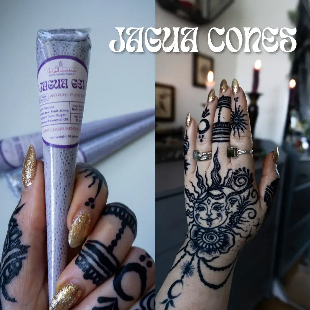 Jagua Gel Lavender Cones | Plant Based Temporary Tattoos | Black Stain Color