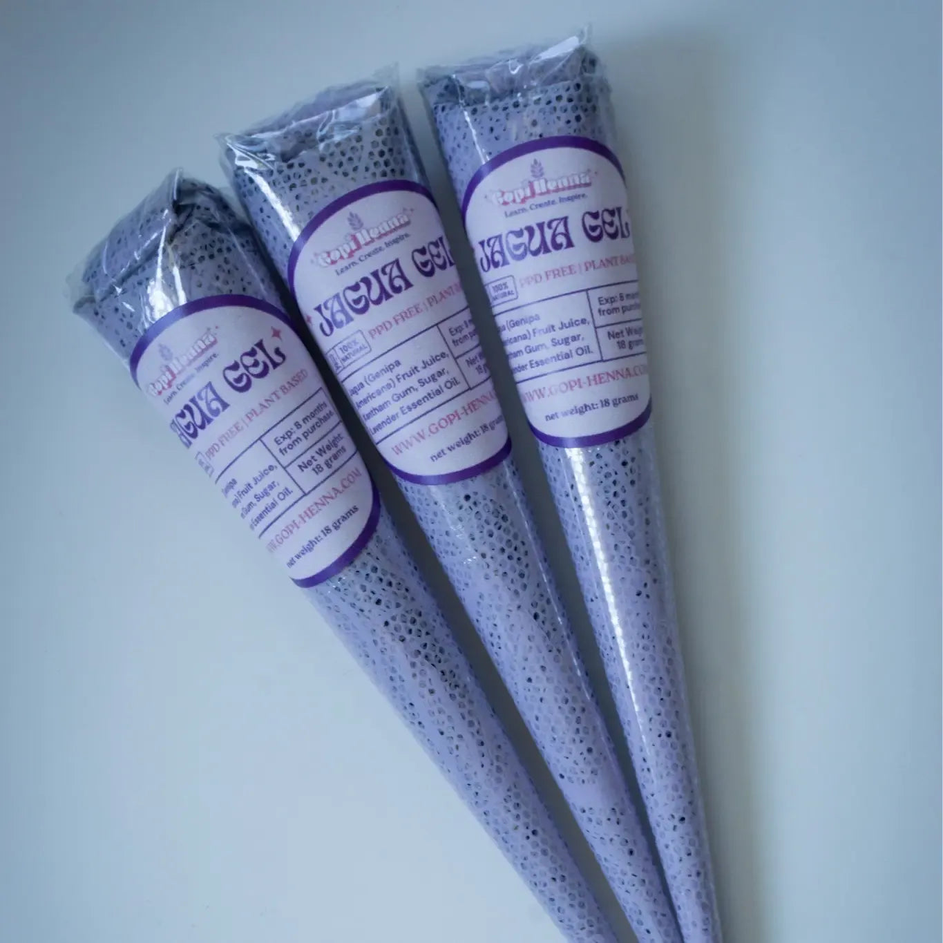Jagua Gel Lavender Cones | Plant Based Temporary Tattoos | Black Stain Color