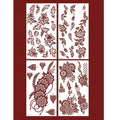 4 pcs Burgundy Sexy Floral Tribal Toe & Hand Temporary Tattoo Stickers, Temporary Fake Tattoos, Waterproof Flower Tattoos for Women, Temporary Tattoo Kit for Weddings and Parties