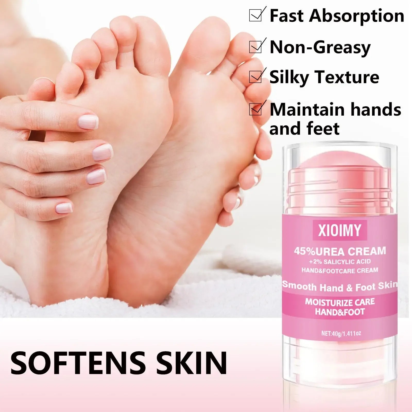 45% Urea + 2% Salicylic Acid Foot Cream, Intensive Moisturizing Care for Dry, Cracked Skin, Hydrating Hand Balm, Foot & Hand Cream for Women & Men, Foot Lotion