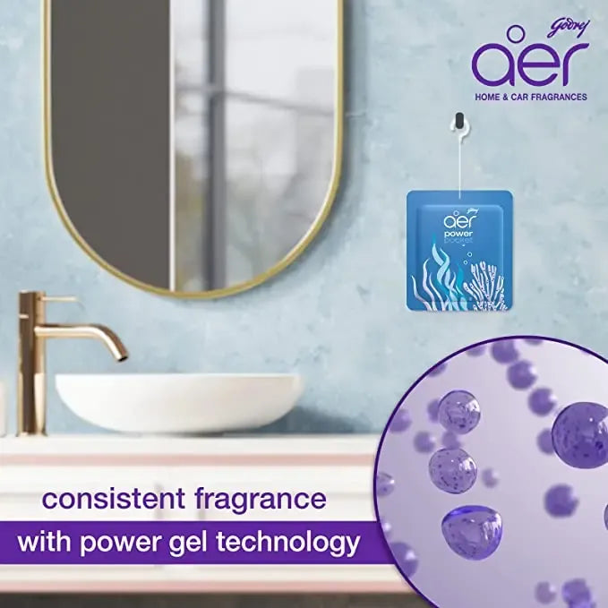 Godrej Aer Power Pocket, Hanging Air Freshener, Assorted Pack of 5, Scented Pack Colorful, [Lemon, Rose, Fresh, Berry, Lavender]