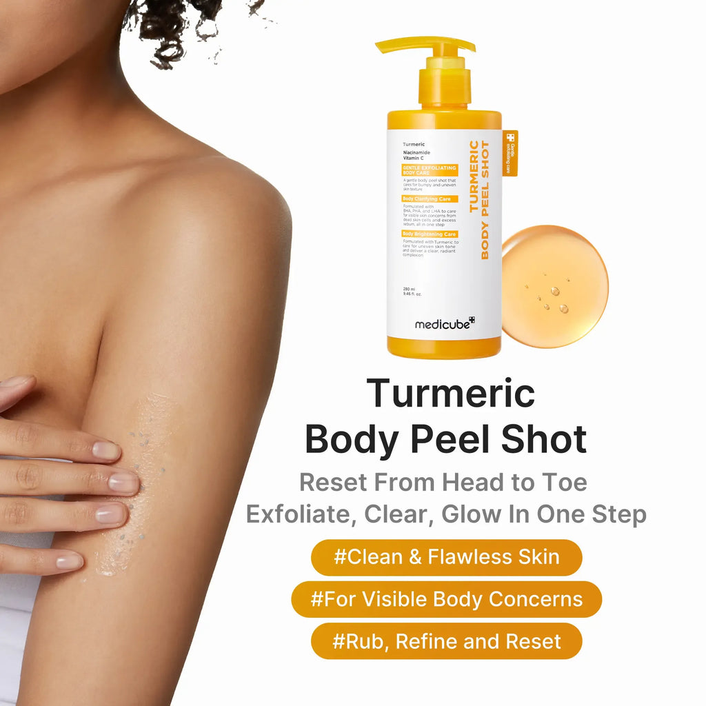 [medicube] Cora's Confident Pits Kit | Includes Kojic Acid Turmeric Peel Shot, Kojic Brightening Body Wash, Kojic Gold Vita Jelly Mist Serum